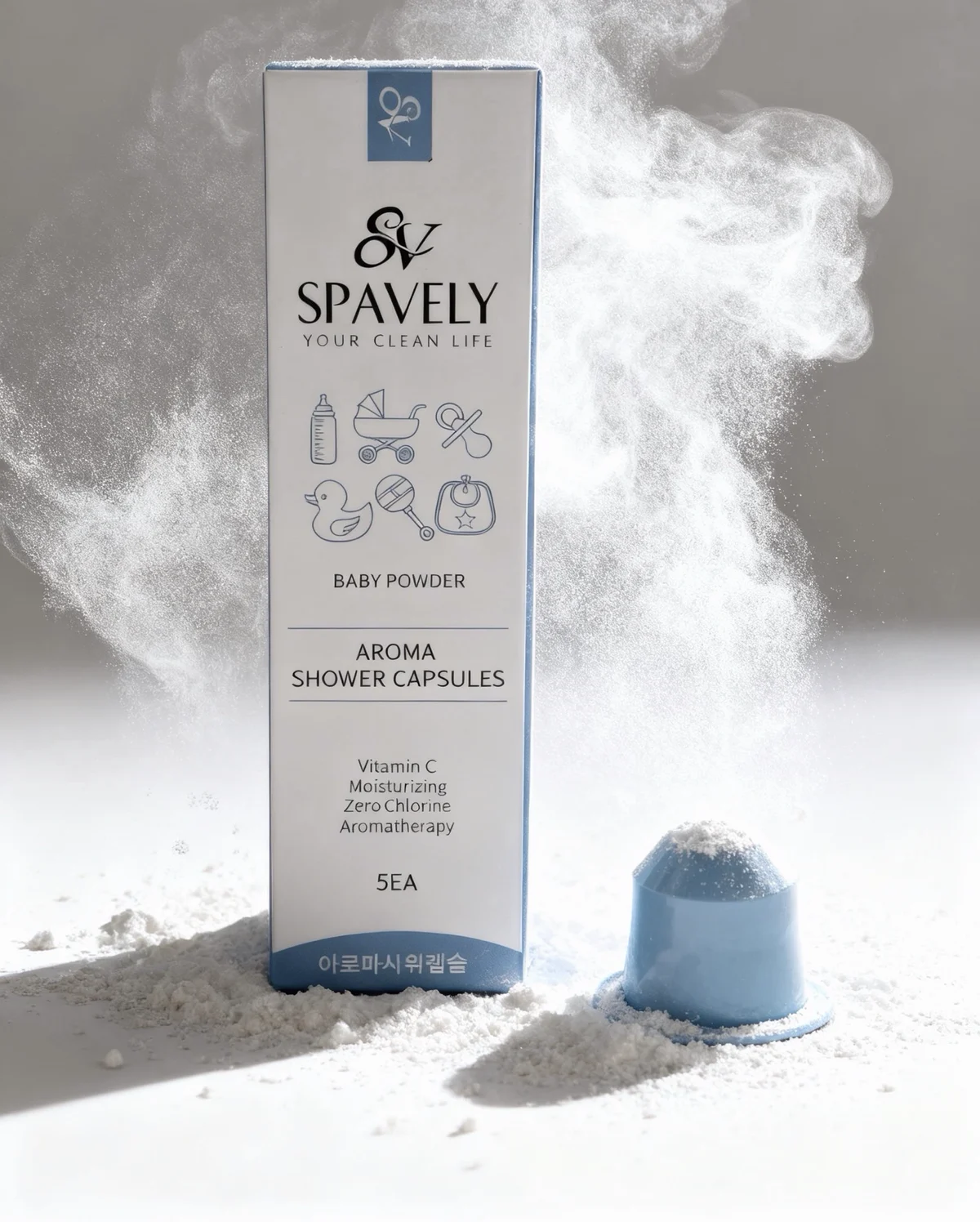 Coffret Baby Powder dans un nuage de poudre